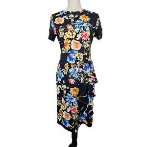 Oxiuli Fashion Womens Dress Size Medium Casual Work Floral Ruffle Feminine Party